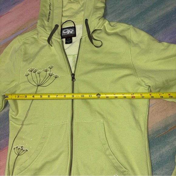 Outdoor Research Hoodie Women Medium Green Embroidered Zip Sweatshirt Dandelion - Picture 9 of 9